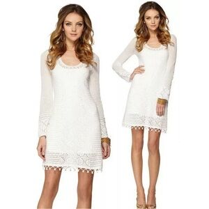 Lilly Pulitzer Athena Resort White long sleeve Crochet Knit Dress size small